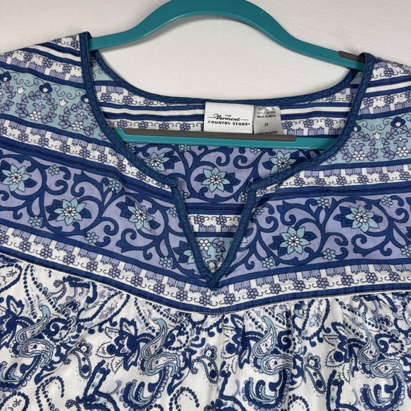 Vermont Country Store Blue Floral 100% Cotton Nightgown 2XL 2X Boho Cottage - Picture 4 of 9
